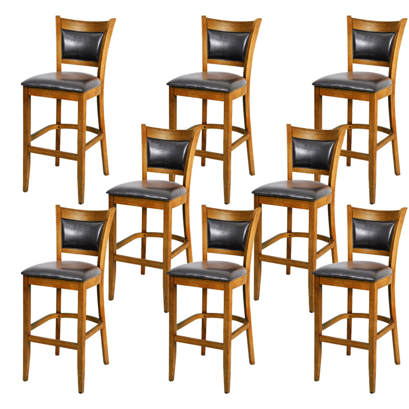 Industrial Solid Wood Counter Stool Faux Leather Counter Height Stools for Home Use
