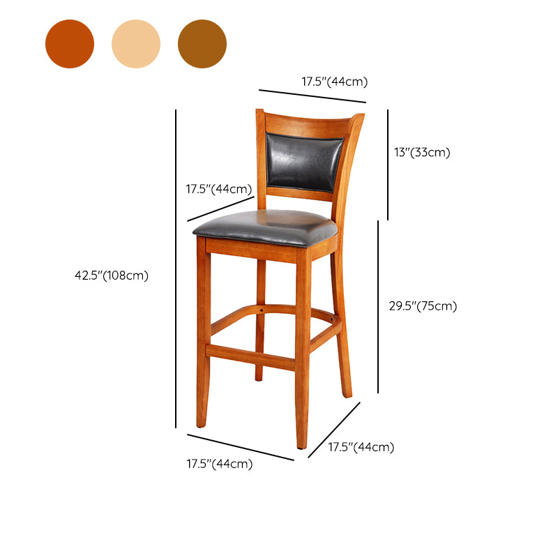 Industrial Solid Wood Counter Stool Faux Leather Counter Height Stools for Home Use