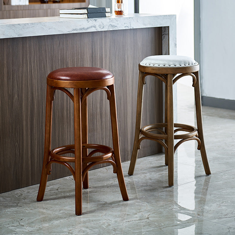 Industrial Solid Wood Counter Stool Velvet Counter Height Stools for Home Use