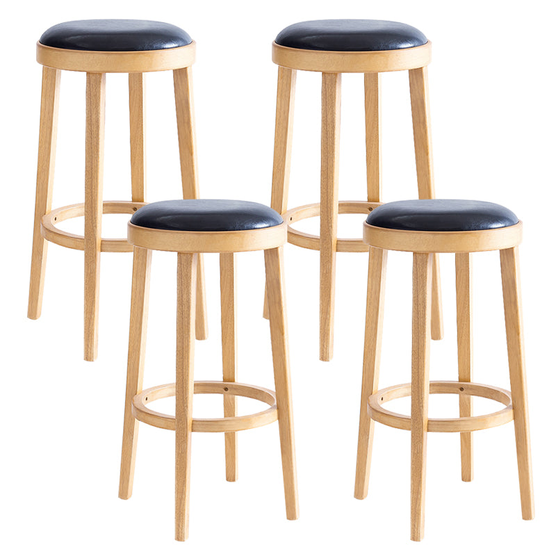 Industrial Solid Wood Counter Stool Faux Leather Counter Height Stools