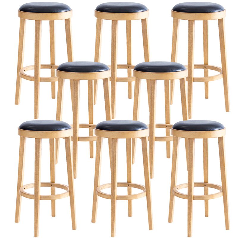 Industrial Solid Wood Counter Stool Faux Leather Counter Height Stools