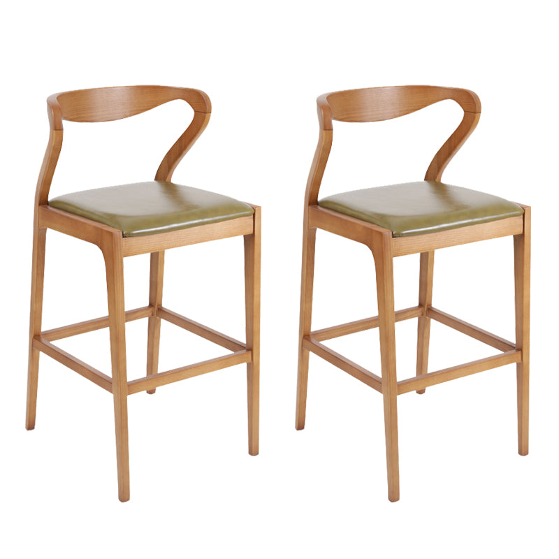 Industrial Bar-stool Square Seat Counter Bar Stool with Wooden Legs for Home