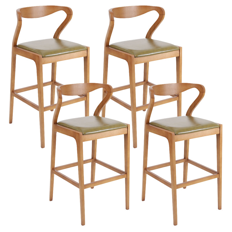 Industrial Bar-stool Square Seat Counter Bar Stool with Wooden Legs for Home