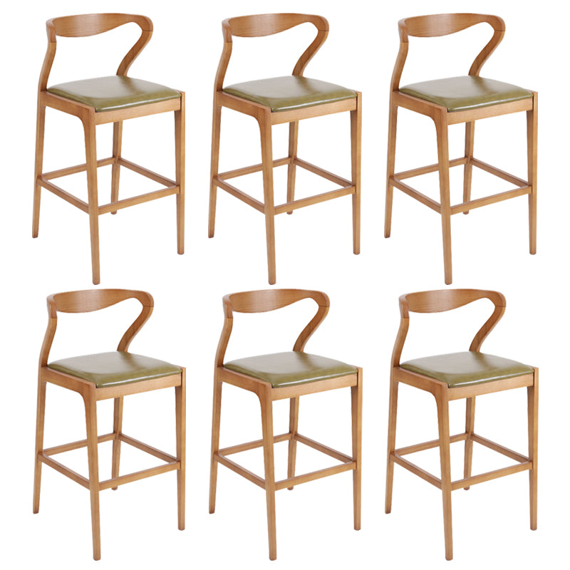 Industrial Bar-stool Square Seat Counter Bar Stool with Wooden Legs for Home