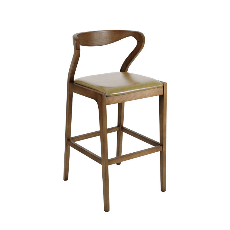 Industrial Bar-stool Square Seat Counter Bar Stool with Wooden Legs for Home