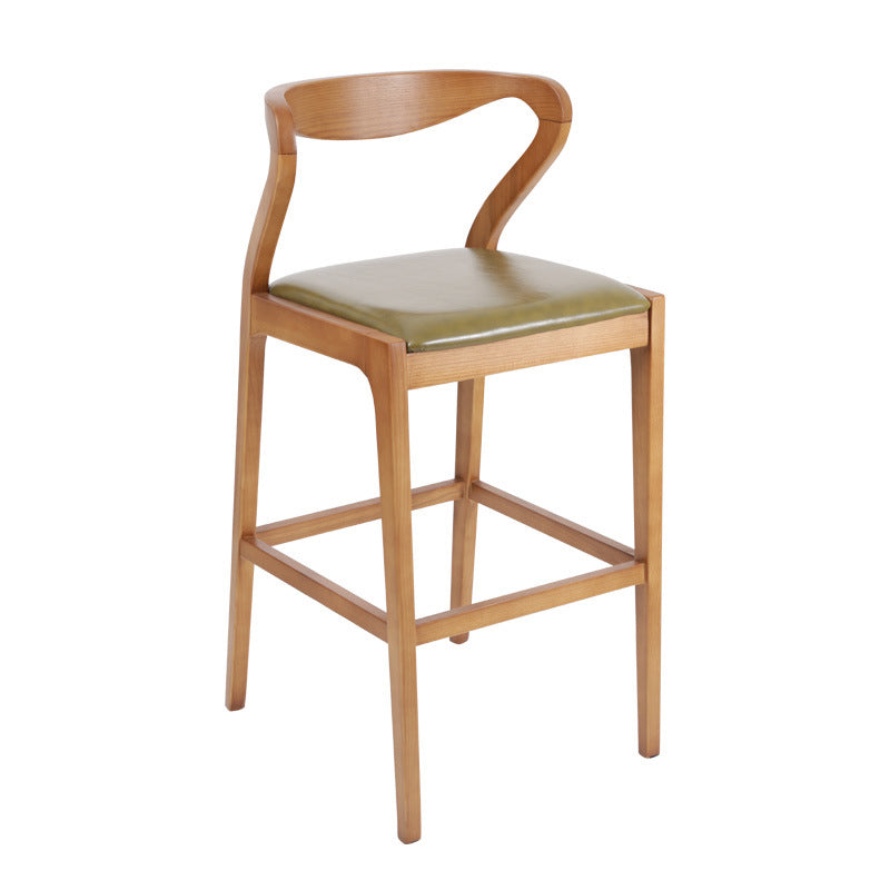 Industrial Bar-stool Square Seat Counter Bar Stool with Wooden Legs for Home