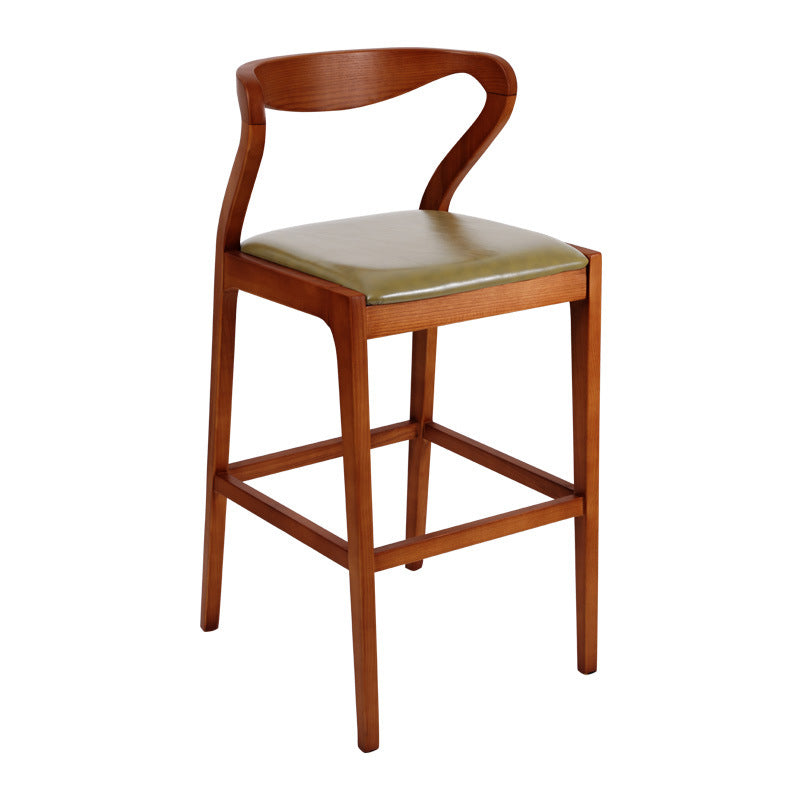 Industrial Bar-stool Square Seat Counter Bar Stool with Wooden Legs for Home
