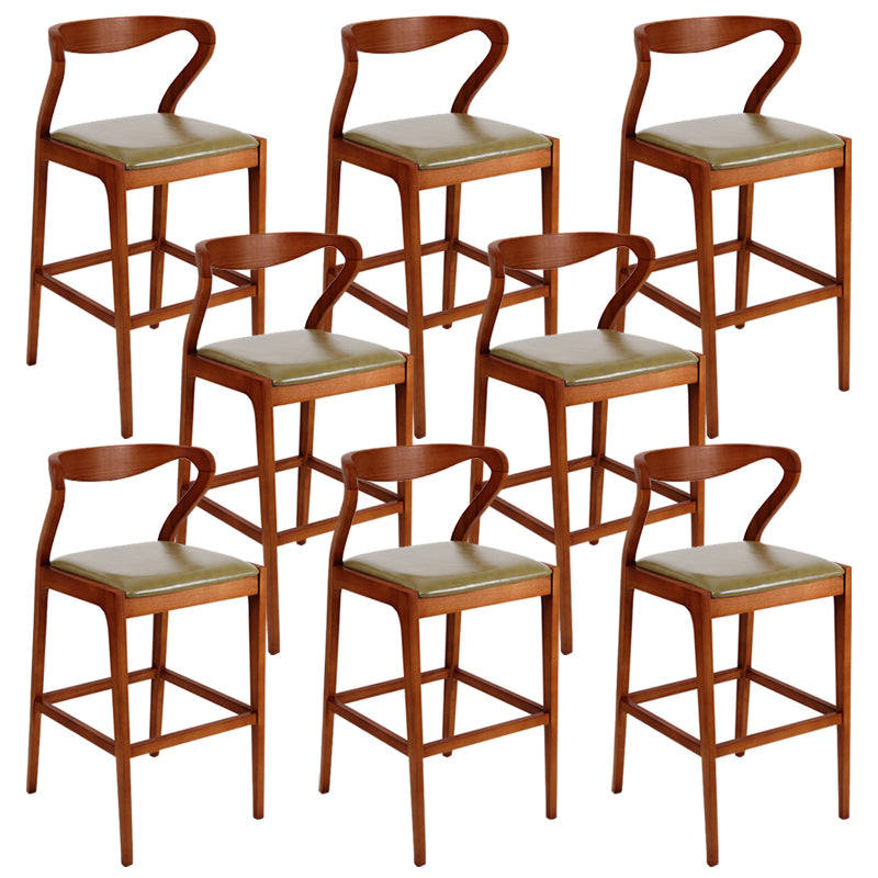 Industrial Bar-stool Square Seat Counter Bar Stool with Wooden Legs for Home