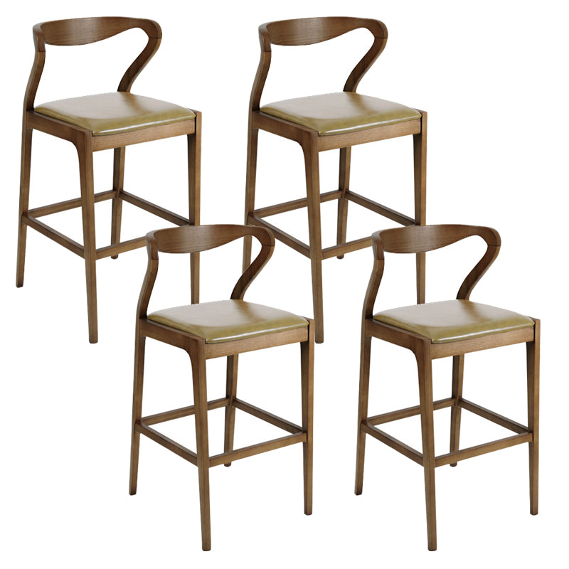 Industrial Bar-stool Square Seat Counter Bar Stool with Wooden Legs for Home