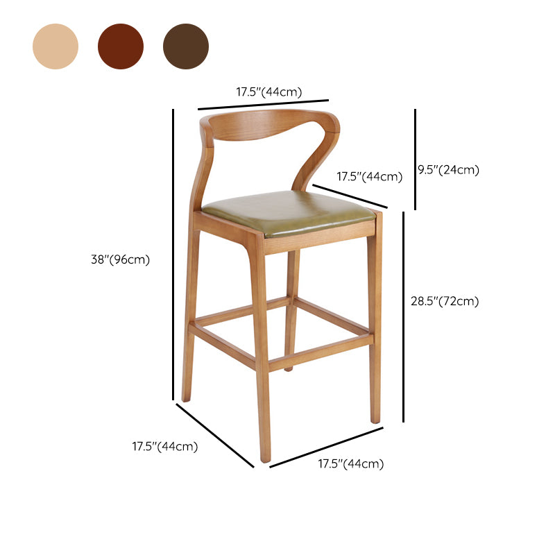 Industrial Bar-stool Square Seat Counter Bar Stool with Wooden Legs for Home