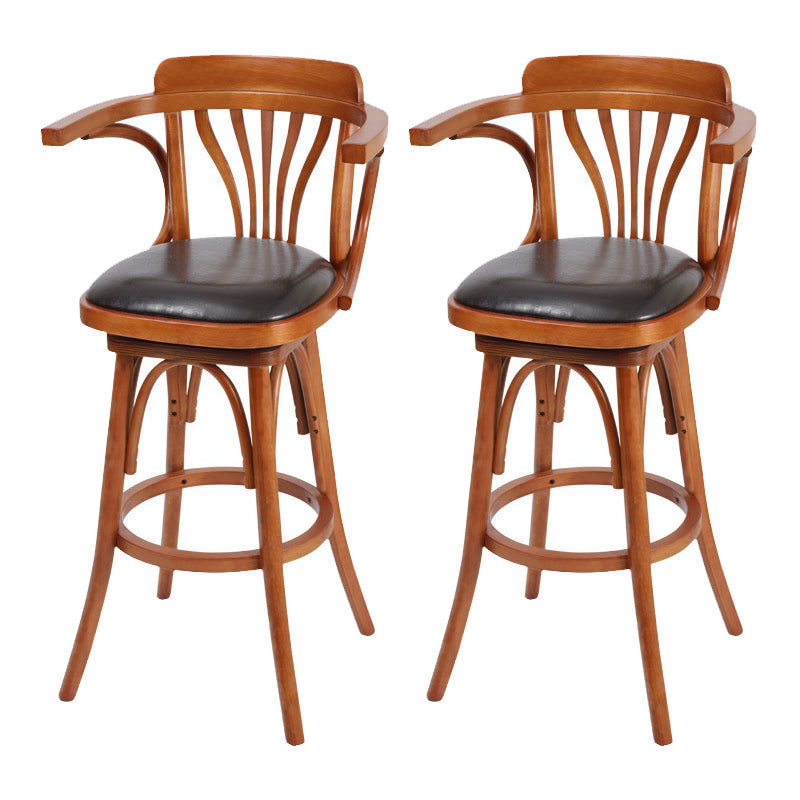 Glam Solid Wood Counter Height Stool Faux Leather Bar Stool Bar Stool