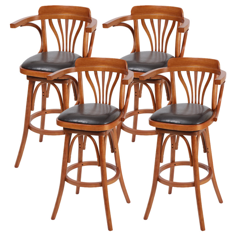 Glam Solid Wood Counter Height Stool Faux Leather Bar Stool Bar Stool
