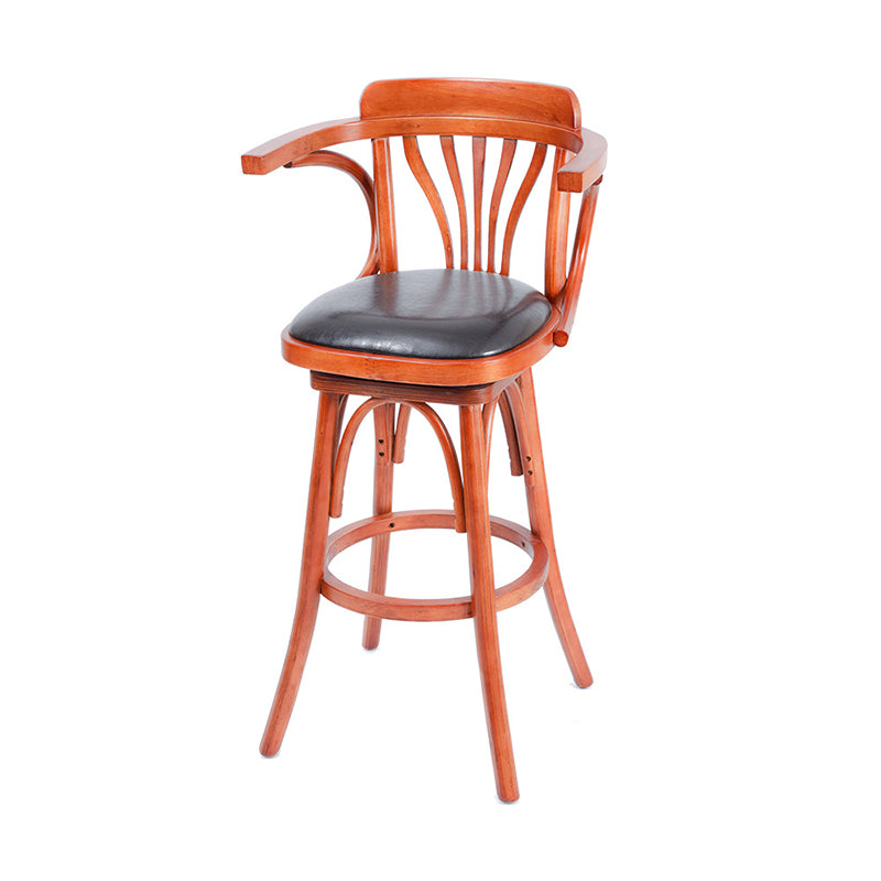 Glam Solid Wood Counter Height Stool Faux Leather Bar Stool Bar Stool