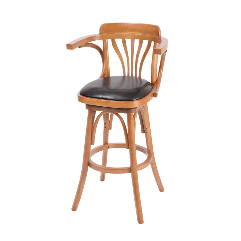Glam Solid Wood Counter Height Stool Faux Leather Bar Stool Bar Stool
