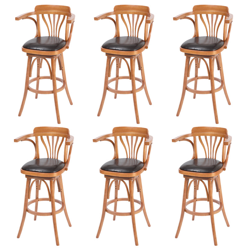 Glam Solid Wood Counter Height Stool Faux Leather Bar Stool Bar Stool