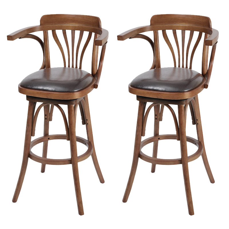 Glam Solid Wood Counter Height Stool Faux Leather Bar Stool Bar Stool