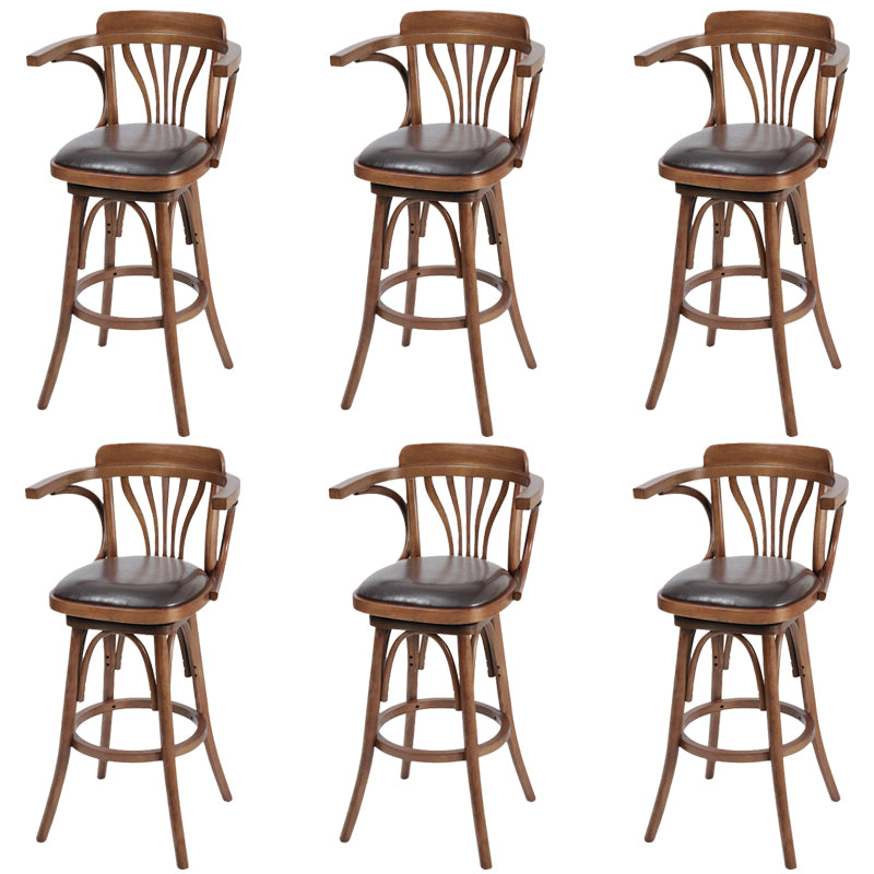 Glam Solid Wood Counter Height Stool Faux Leather Bar Stool Bar Stool