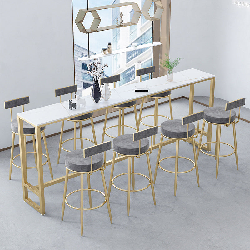 Contemporary Style Upholstered Counter Stool Bar-height Bar Stool with Metal Legs