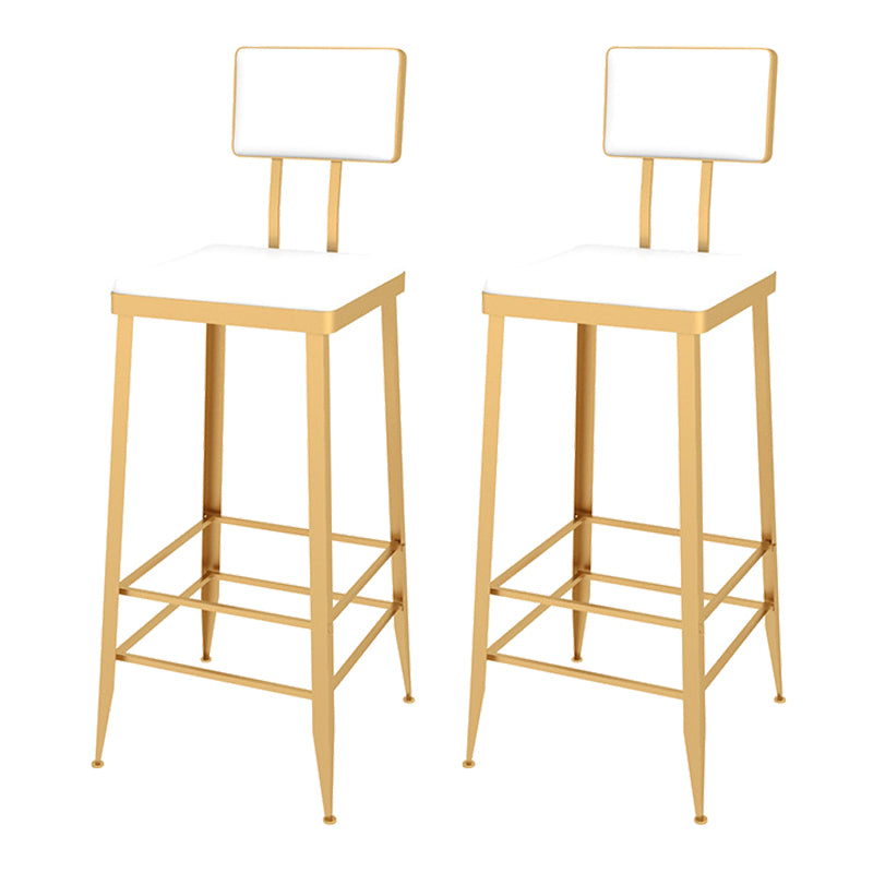Contemporary Style Upholstered Counter Stool Bar-height Bar Stool with Metal Legs