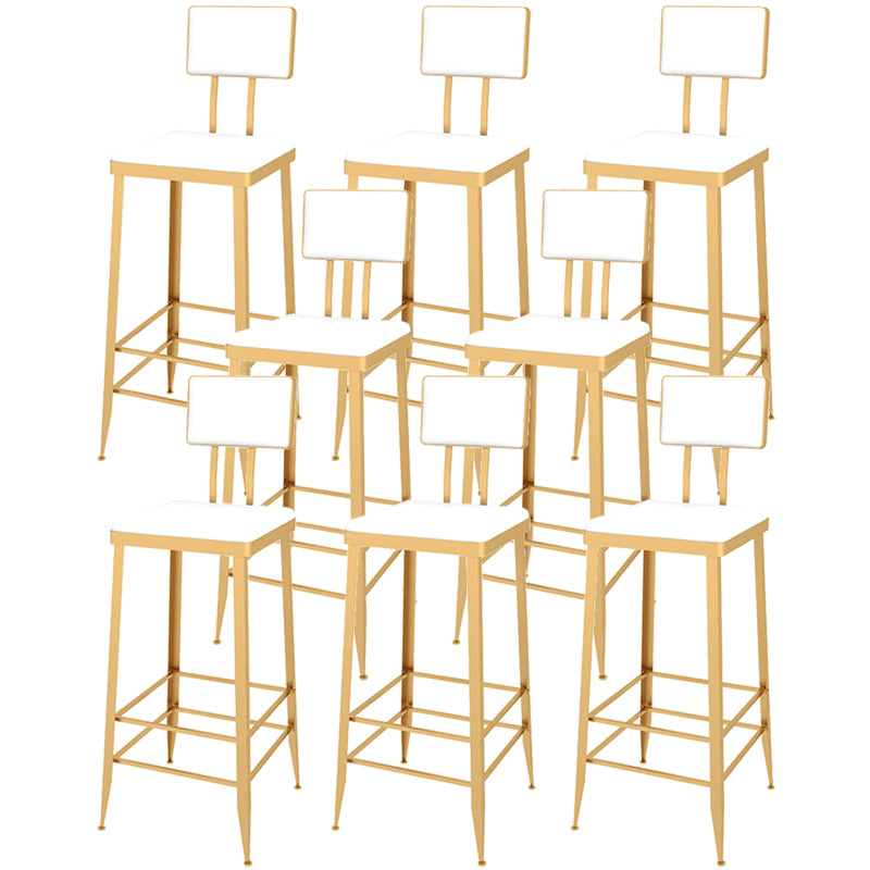 Contemporary Style Upholstered Counter Stool Bar-height Bar Stool with Metal Legs