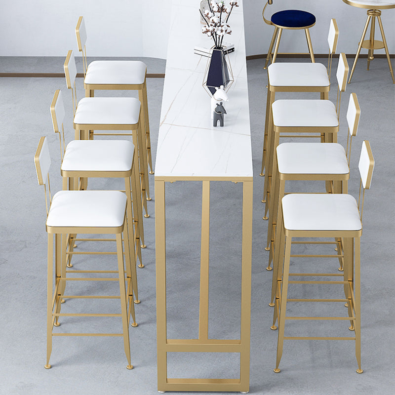 Contemporary Style Upholstered Counter Stool Bar-height Bar Stool with Metal Legs