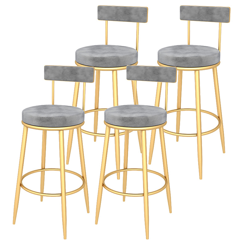 Contemporary Style Upholstered Counter Stool Bar-height Bar Stool with Metal Legs