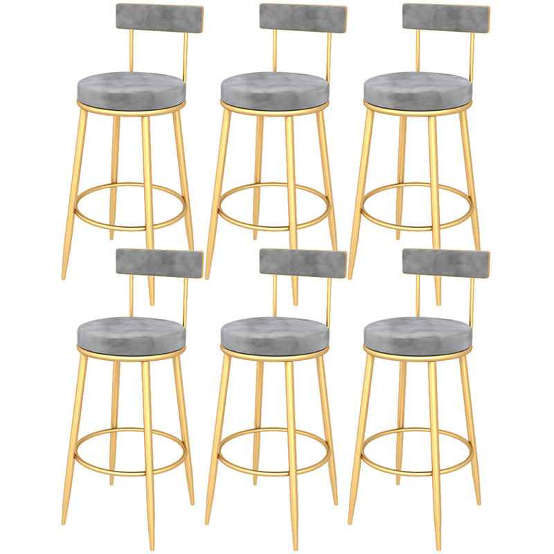 Contemporary Style Upholstered Counter Stool Bar-height Bar Stool with Metal Legs