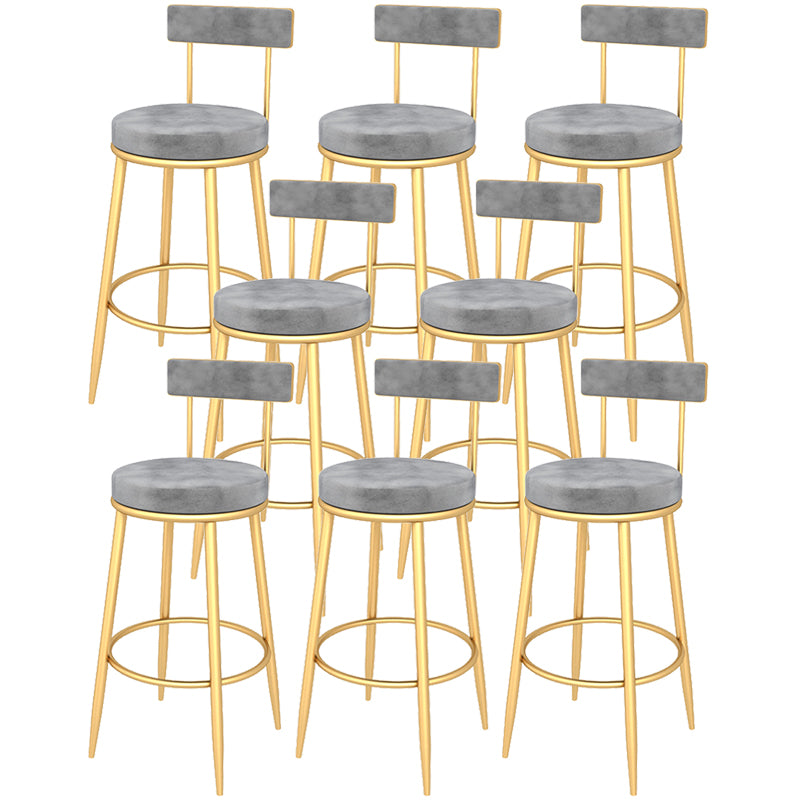Contemporary Style Upholstered Counter Stool Bar-height Bar Stool with Metal Legs