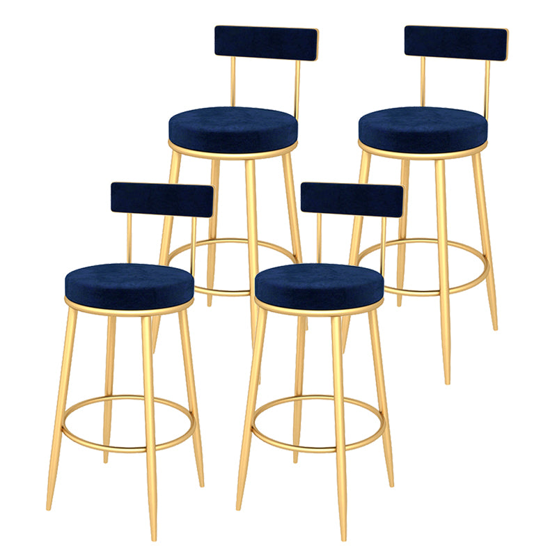 Contemporary Style Upholstered Counter Stool Bar-height Bar Stool with Metal Legs