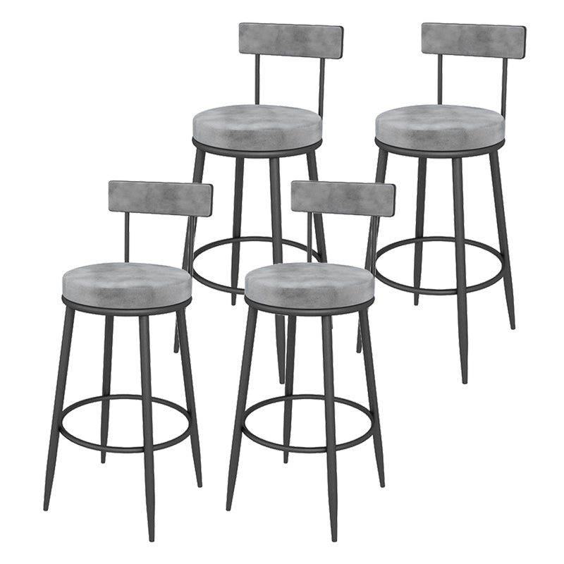 Contemporary Style Upholstered Counter Stool Bar-height Bar Stool with Metal Legs