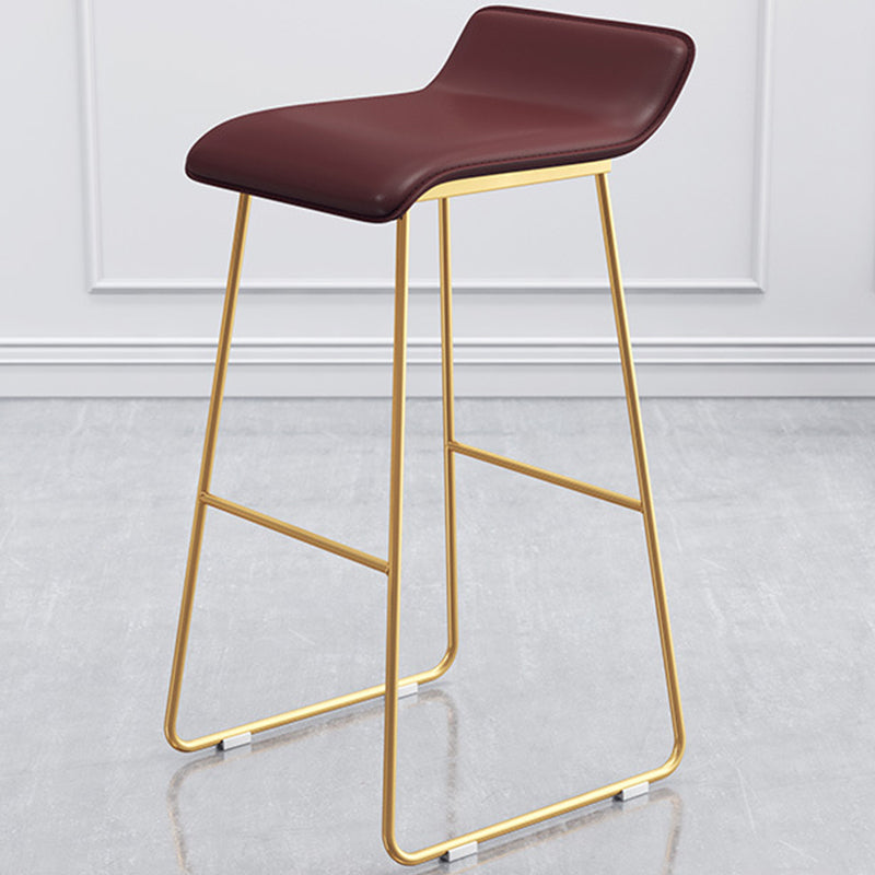 Contemporary Faux Leather Counter Stool Counter Height Bar Stool with Metal Legs