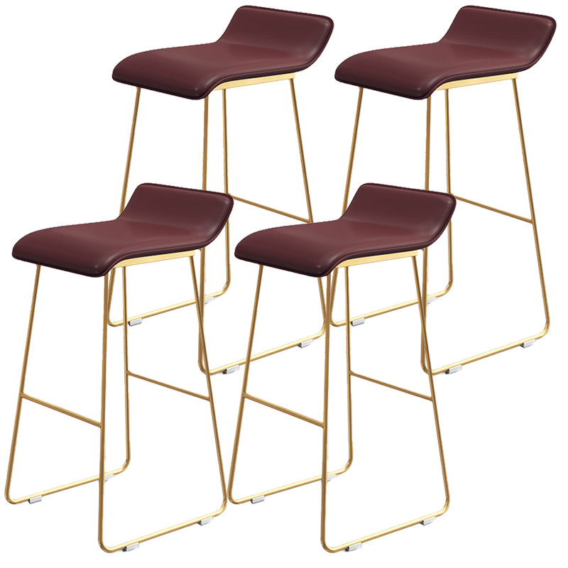 Contemporary Faux Leather Counter Stool Counter Height Bar Stool with Metal Legs