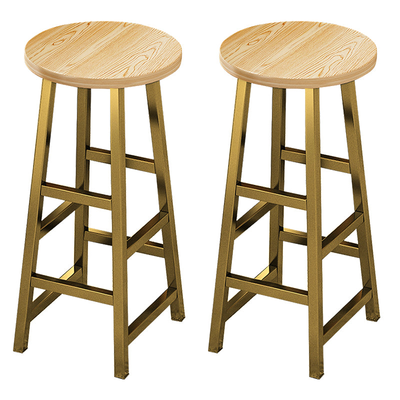 Contemporary Style Wood Counter Stool Backless Bar Stool with Metal Legs