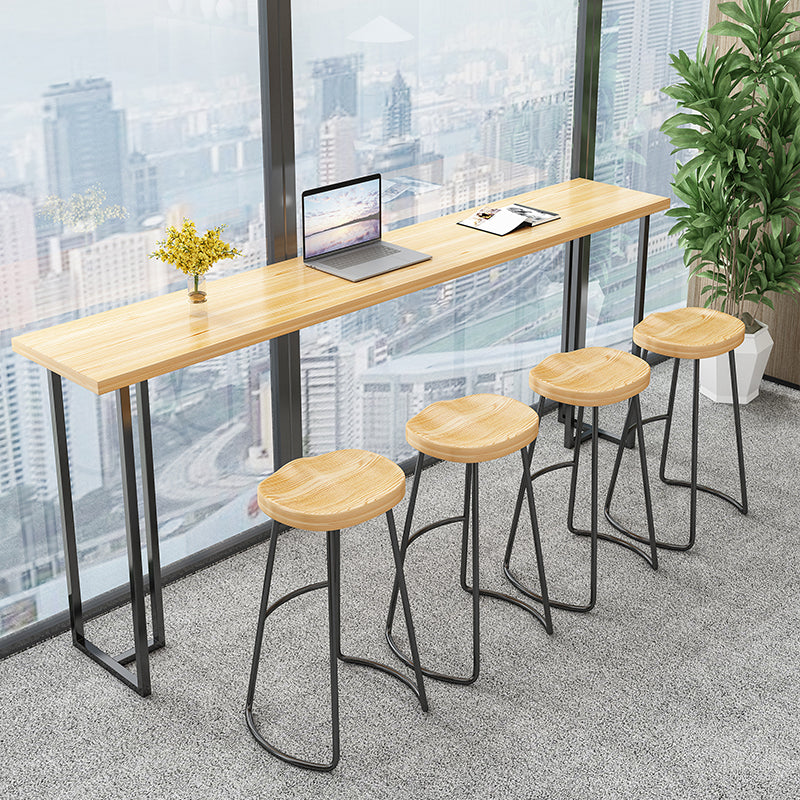 Contemporary Style Wood Counter Stool Backless Bar Stool with Metal Legs