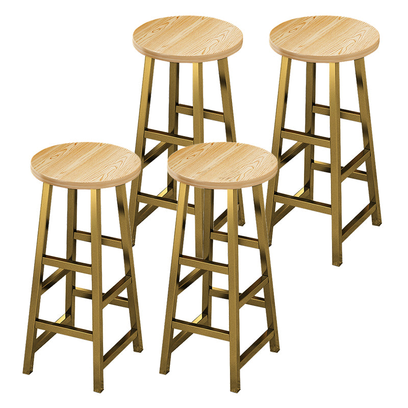 Contemporary Style Wood Counter Stool Backless Bar Stool with Metal Legs