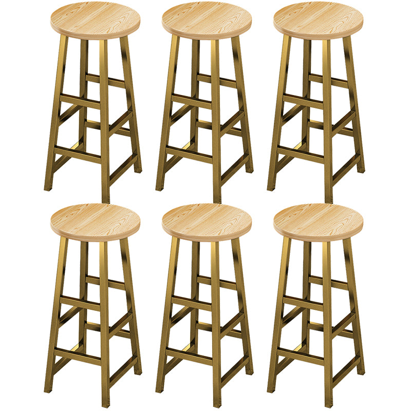 Contemporary Style Wood Counter Stool Backless Bar Stool with Metal Legs
