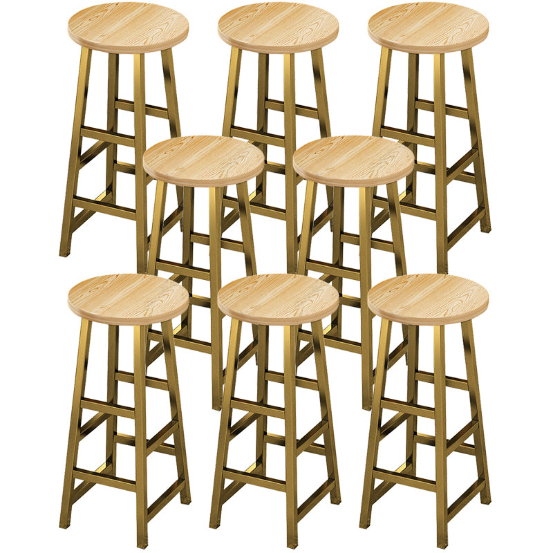 Contemporary Style Wood Counter Stool Backless Bar Stool with Metal Legs