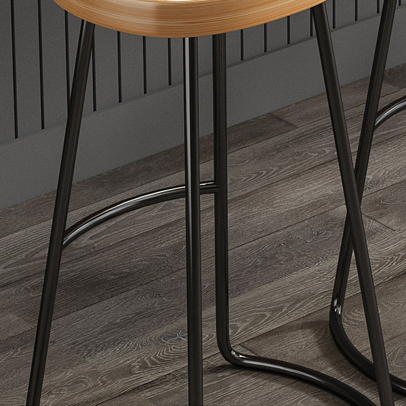 Contemporary Style Wood Counter Stool Backless Bar Stool with Metal Legs