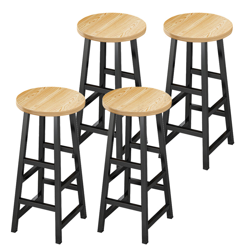 Contemporary Style Wood Counter Stool Backless Bar Stool with Metal Legs