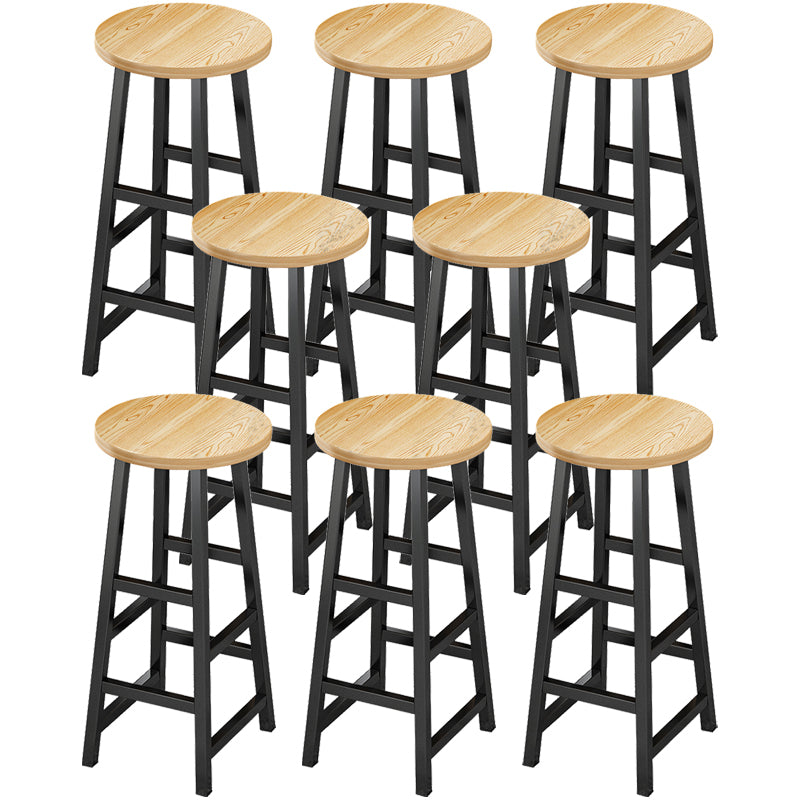 Contemporary Style Wood Counter Stool Backless Bar Stool with Metal Legs
