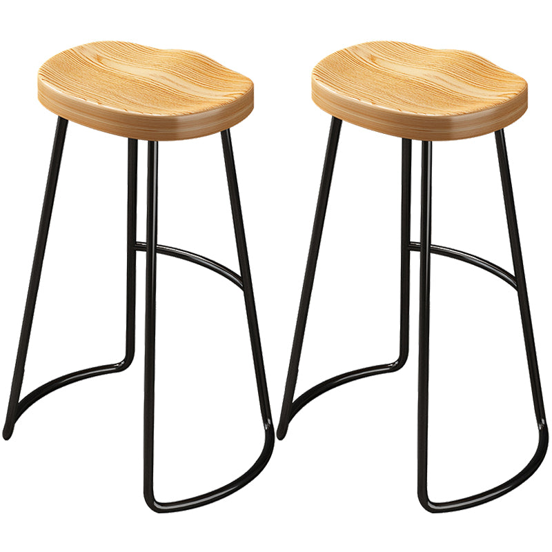 Contemporary Style Wood Counter Stool Backless Bar Stool with Metal Legs
