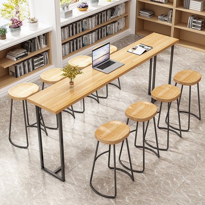 Contemporary Style Wood Counter Stool Backless Bar Stool with Metal Legs