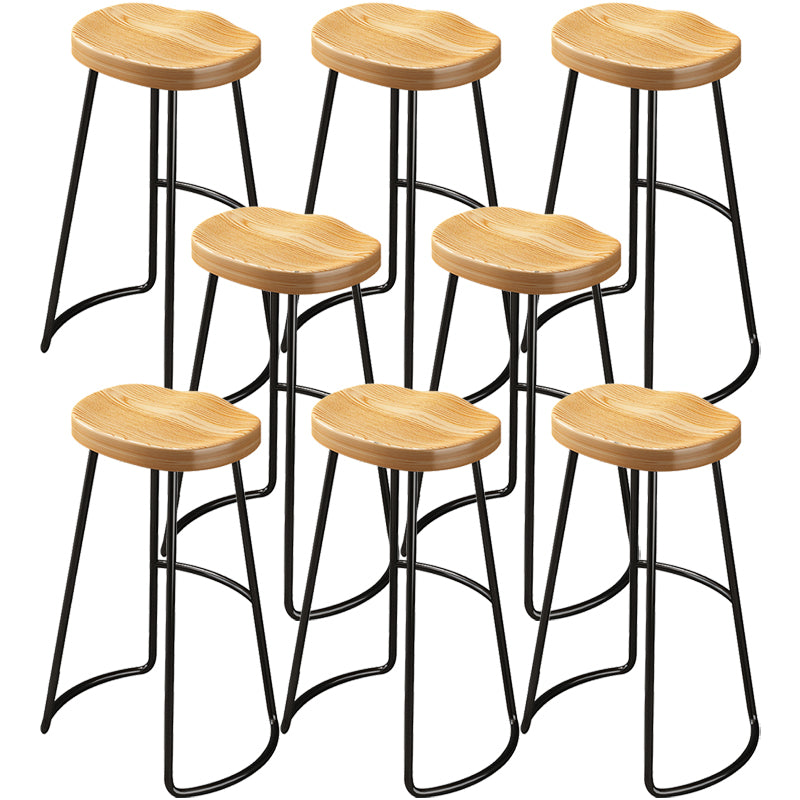 Contemporary Style Wood Counter Stool Backless Bar Stool with Metal Legs