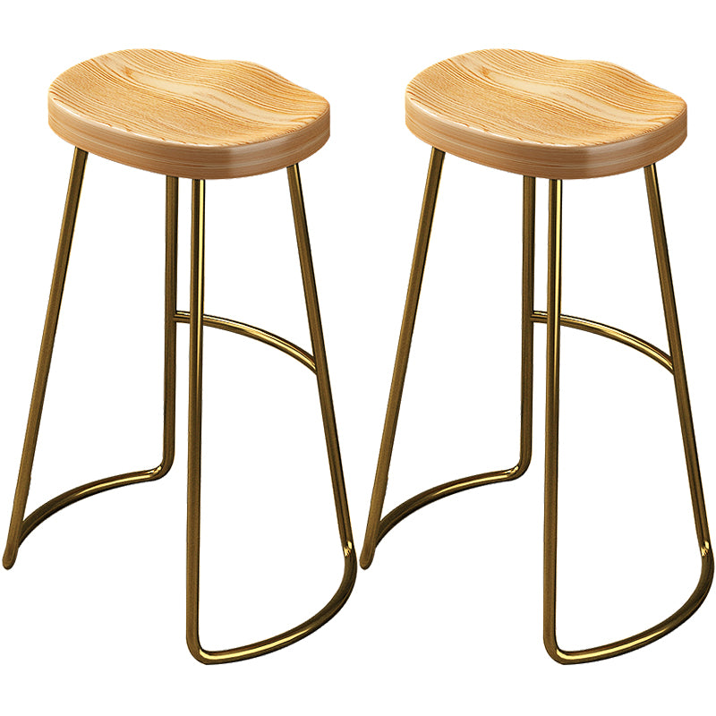 Contemporary Style Wood Counter Stool Backless Bar Stool with Metal Legs
