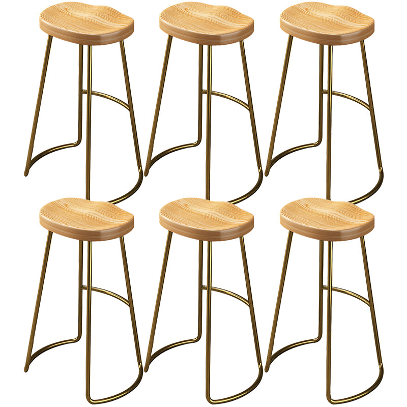Contemporary Style Wood Counter Stool Backless Bar Stool with Metal Legs