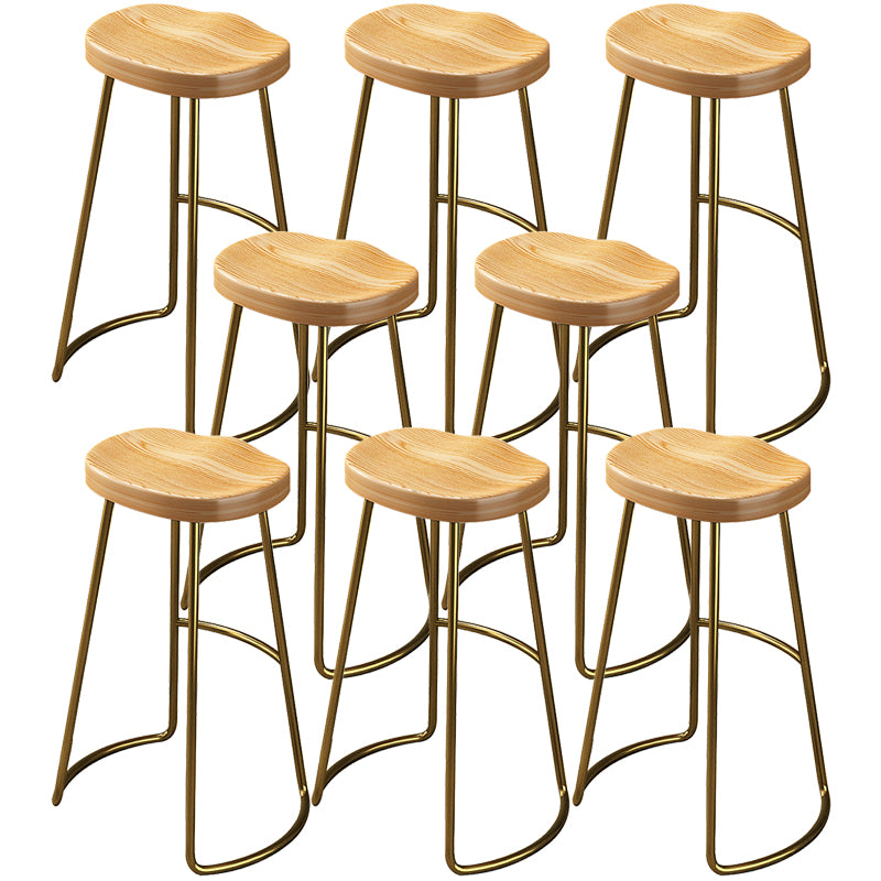 Contemporary Style Wood Counter Stool Backless Bar Stool with Metal Legs