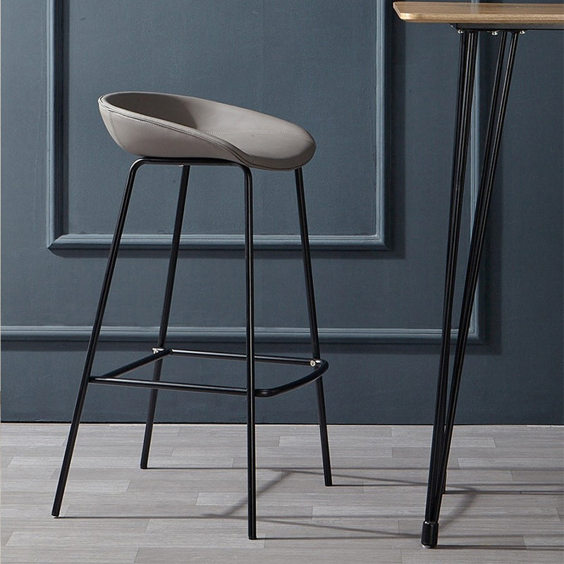 Contemporary Faux Leather Counter Stool Counter Height Bar Stool with Footrest