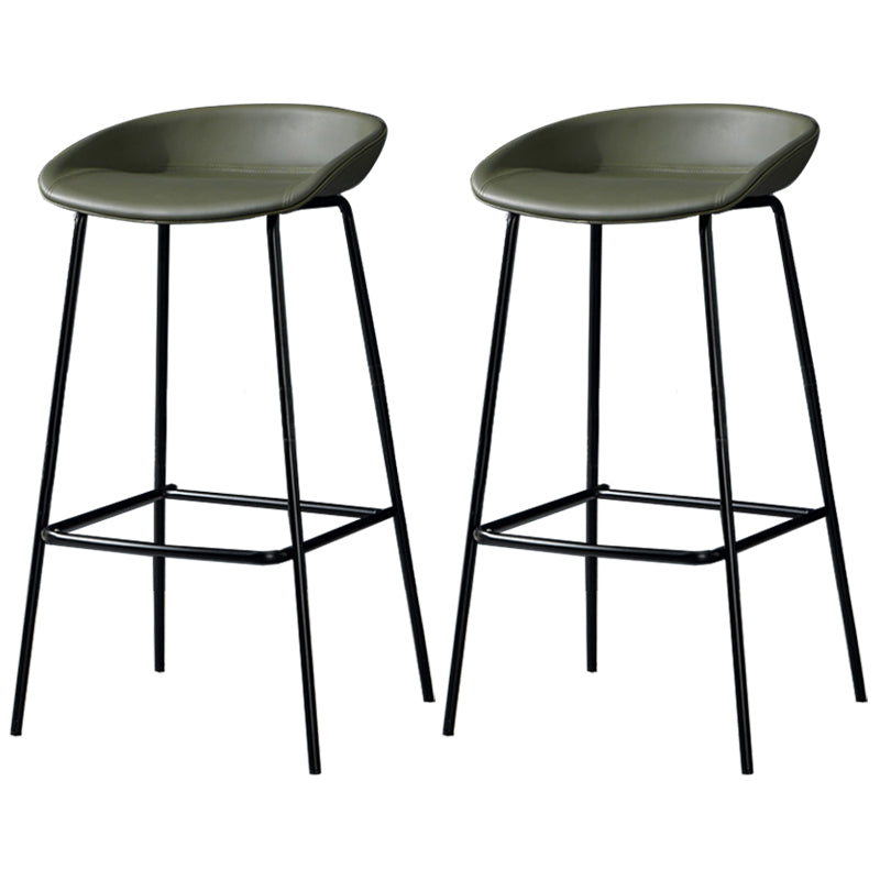 Contemporary Faux Leather Counter Stool Counter Height Bar Stool with Footrest