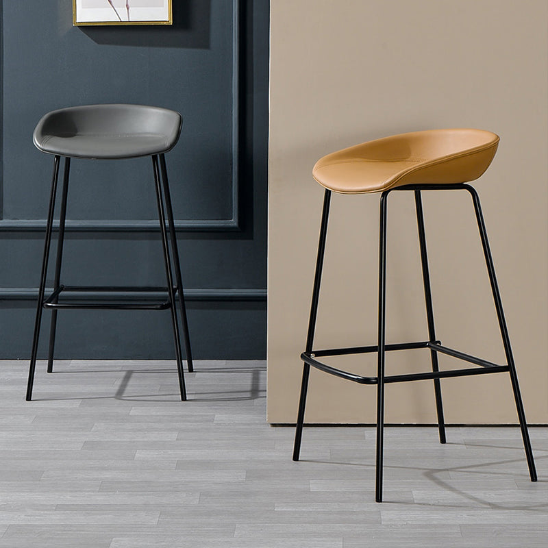 Contemporary Faux Leather Counter Stool Counter Height Bar Stool with Footrest