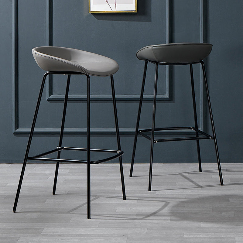 Contemporary Faux Leather Counter Stool Counter Height Bar Stool with Footrest